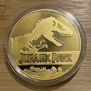 NWOT Jurassic Park Universe T-Rex Collectible Gold Challenge Charge Coin ~ 1.57”